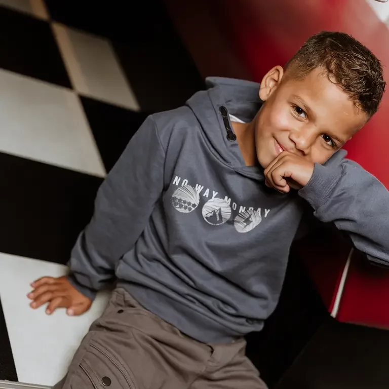 B Trui hoodie (mid blue)