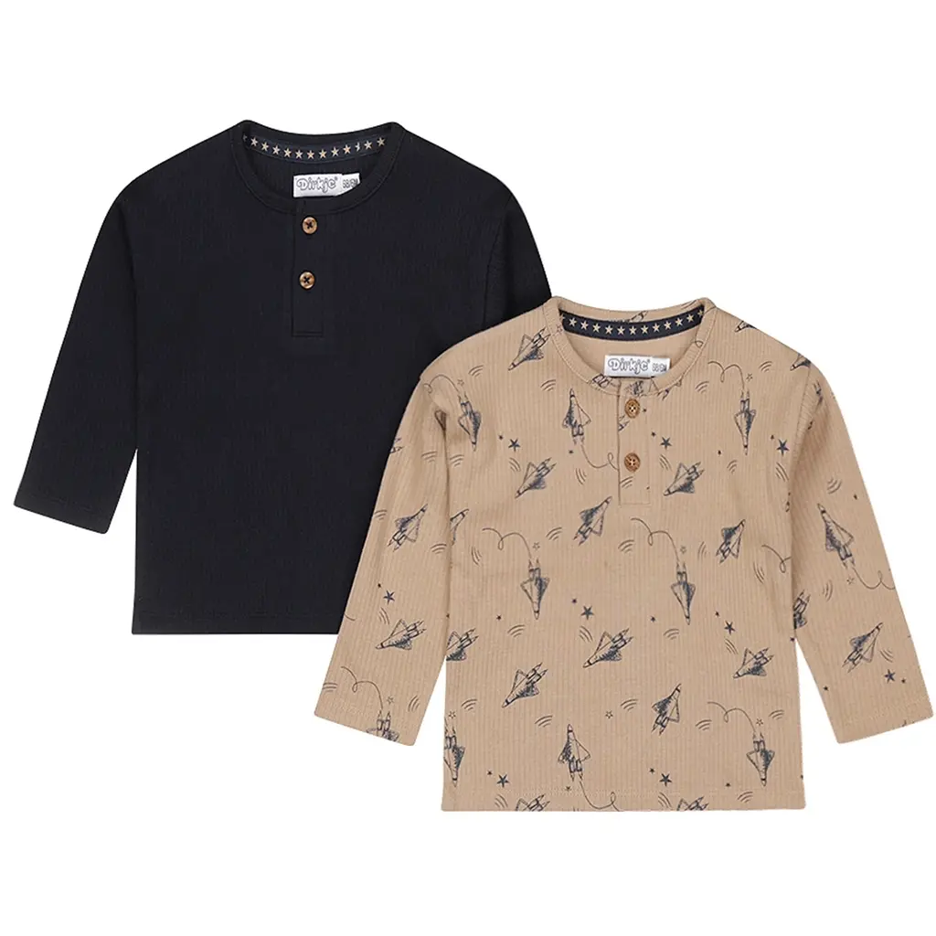 2 Longsleeves (taupe-navy)