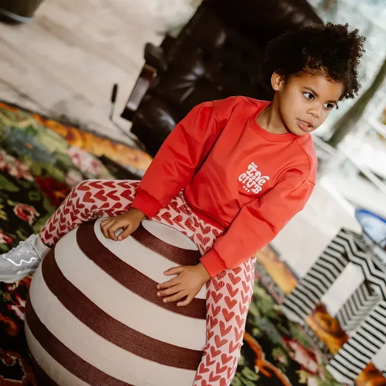 Broek badstof flared heart (pale mauve)