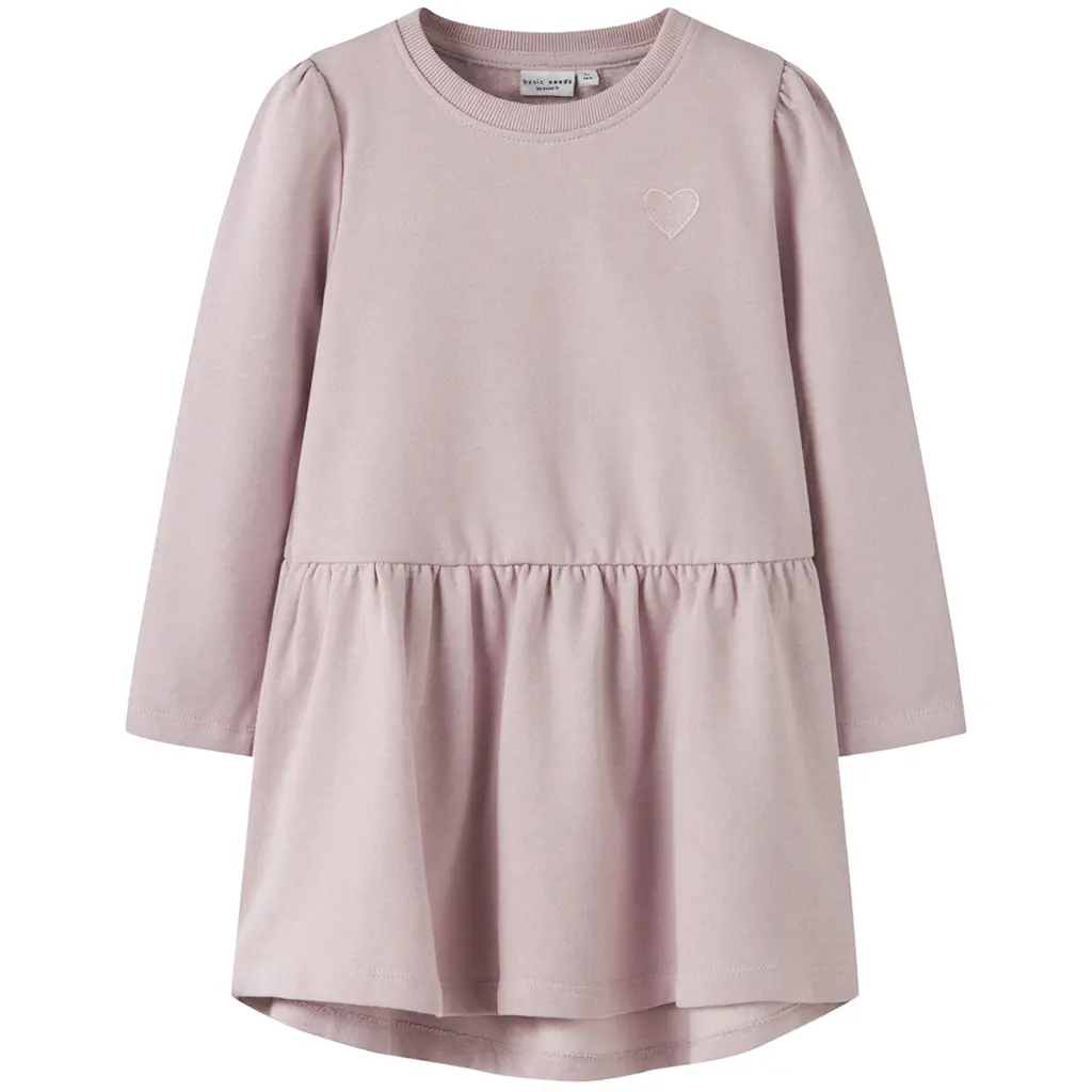 OP=OP! Jurk sweat burshed Vima (burnished lilac heart embroidery)