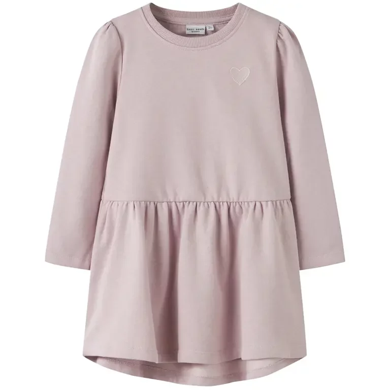 OP=OP! Jurk sweat burshed Vima (burnished lilac heart embroidery)