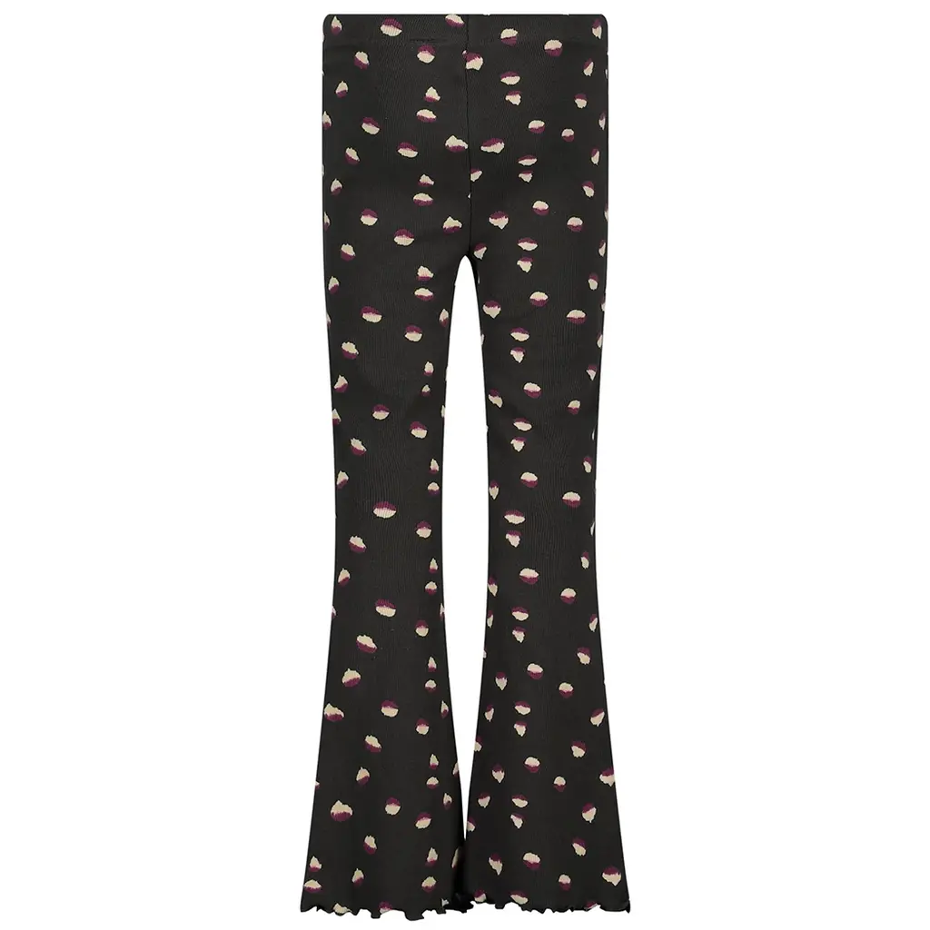 Broek Zev flared (aop black animal)