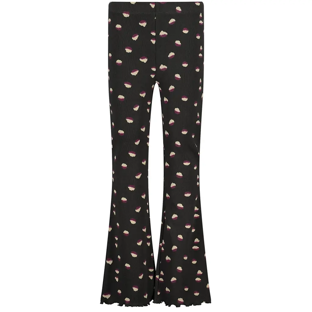 Broek Zev flared (aop black animal)