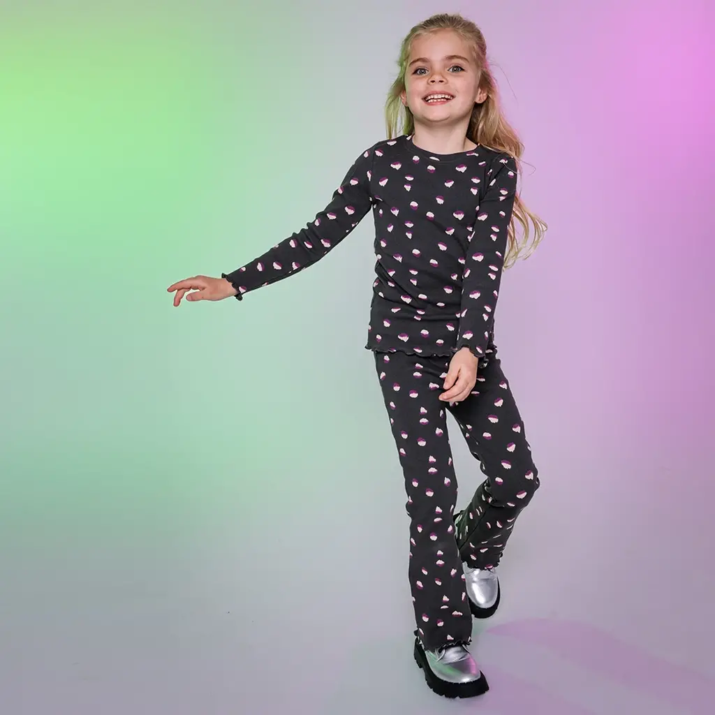 Broek Zev flared (aop black animal)