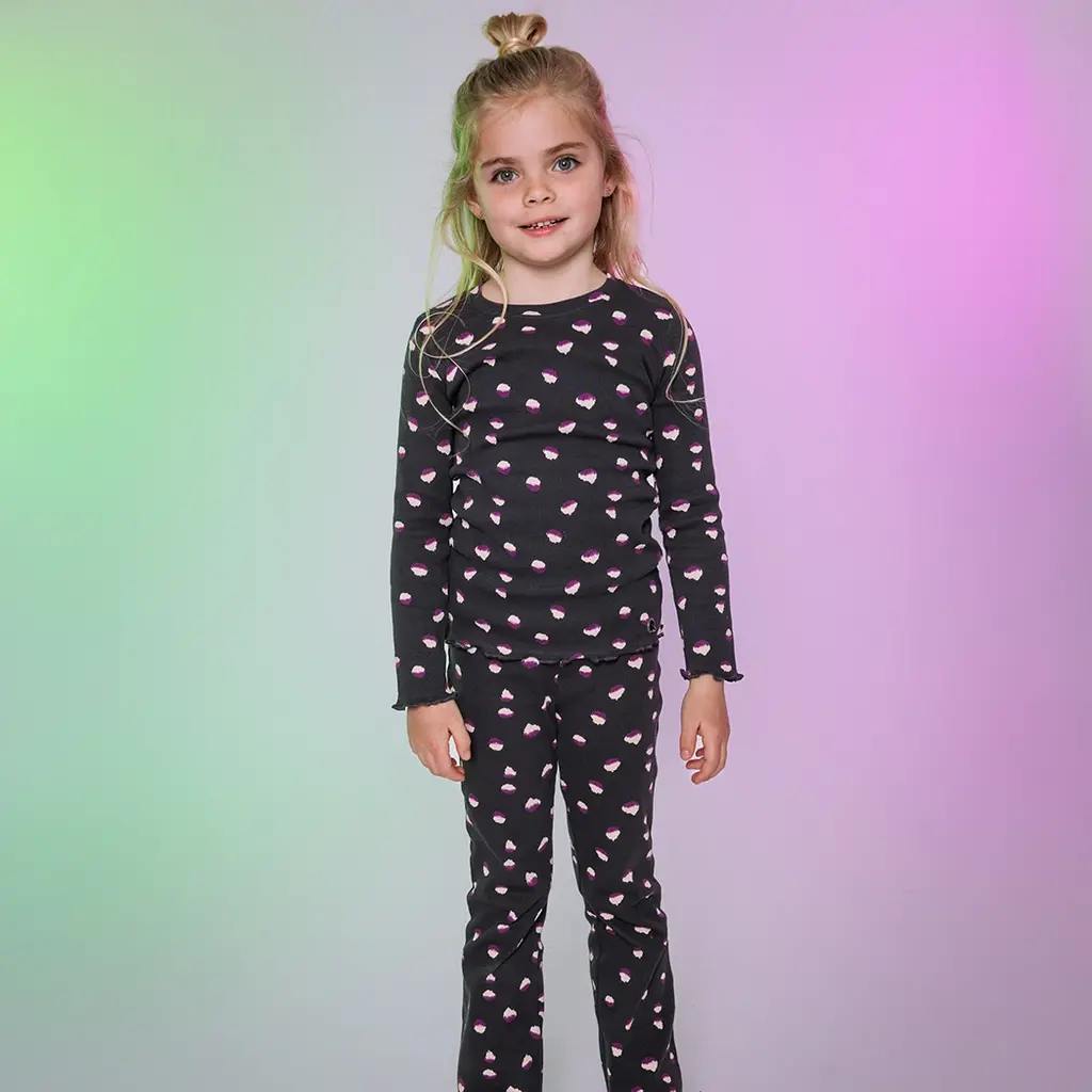 Broek Zev flared (aop black animal)