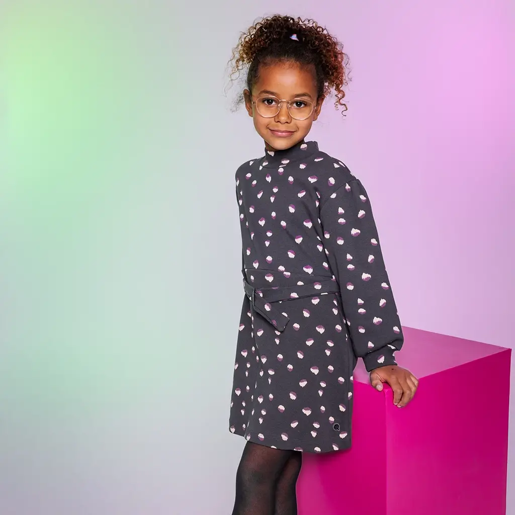 Jurk Zahra (aop black animal)