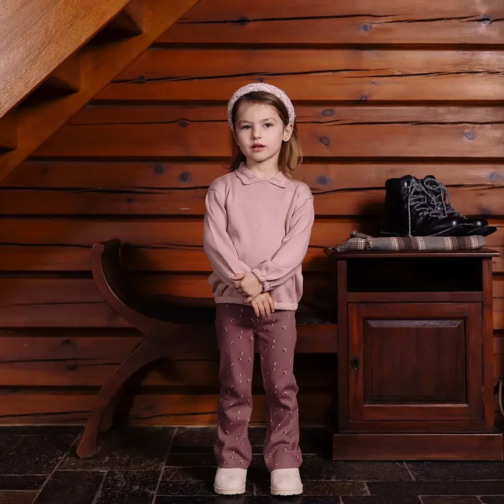 Broek flared Vilda (aop pink dot)