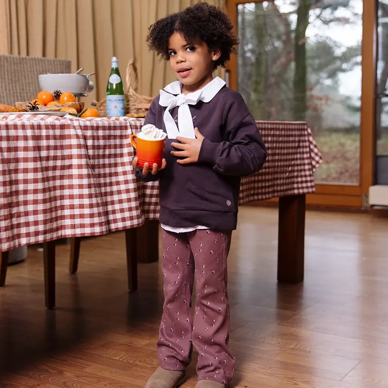 Broek flared Vilda (aop pink dot)