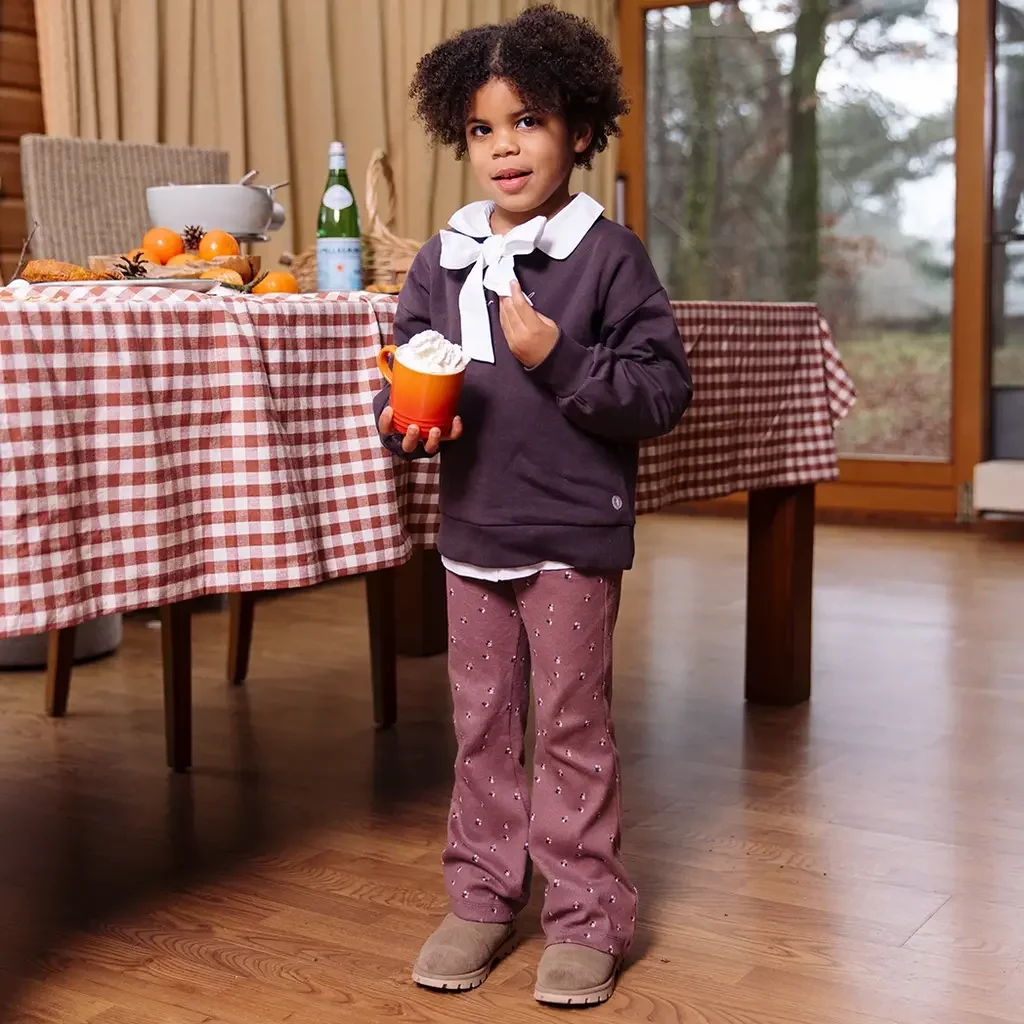 Broek flared Vilda (aop pink dot)