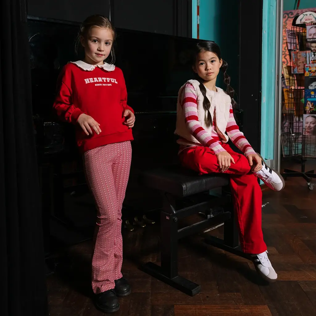 Broek Hinte flared (aop red stripe)