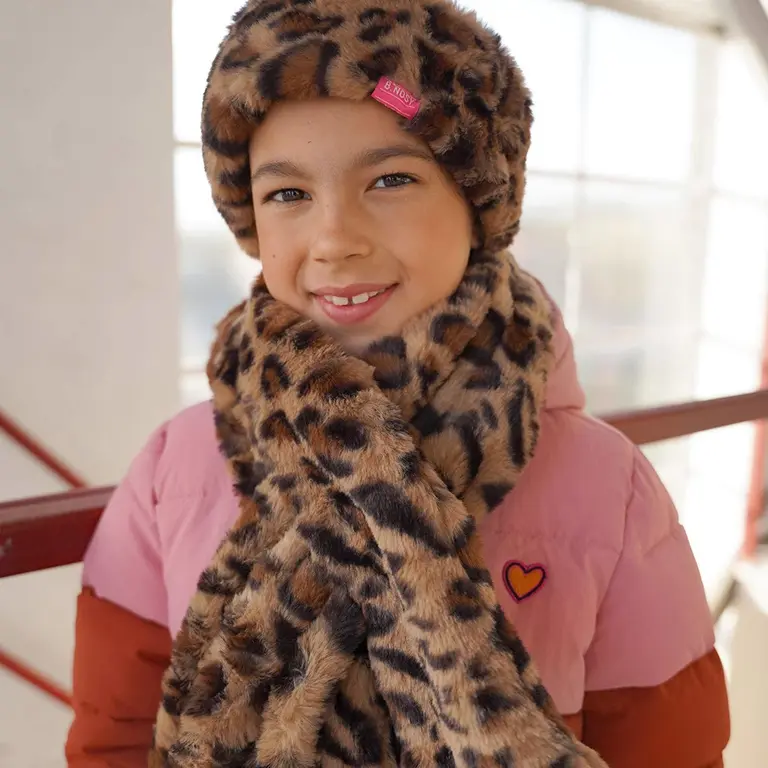 Haarband en sjaal fake fur (winter panther)