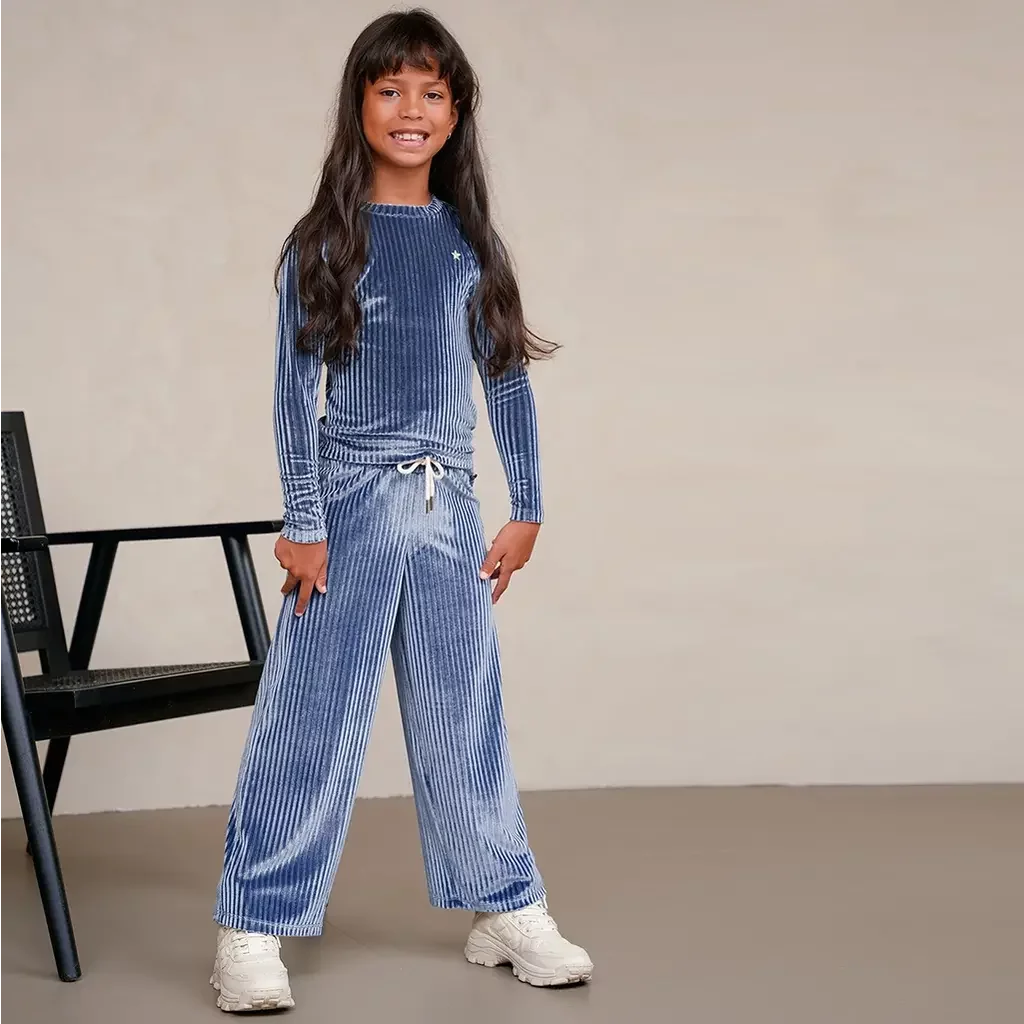 Broek Fem velvet wide fit (ice blue)