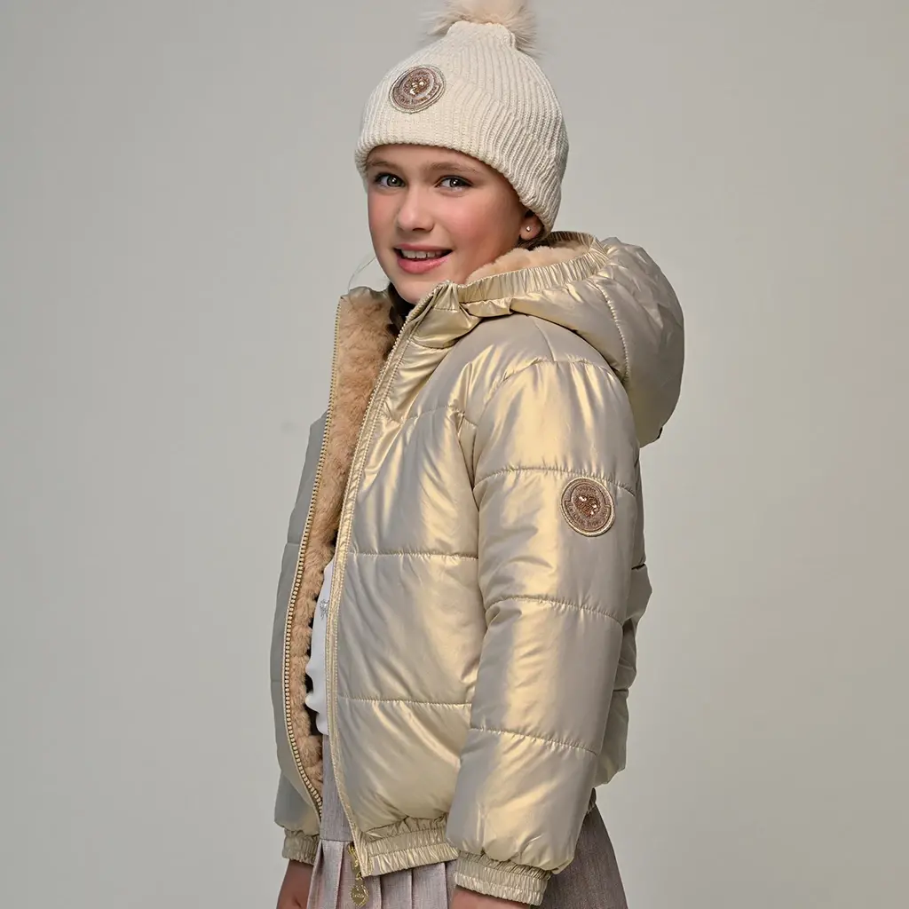 Winterjas Bente REVERSIBLE shiny bomber (hearts of gold)