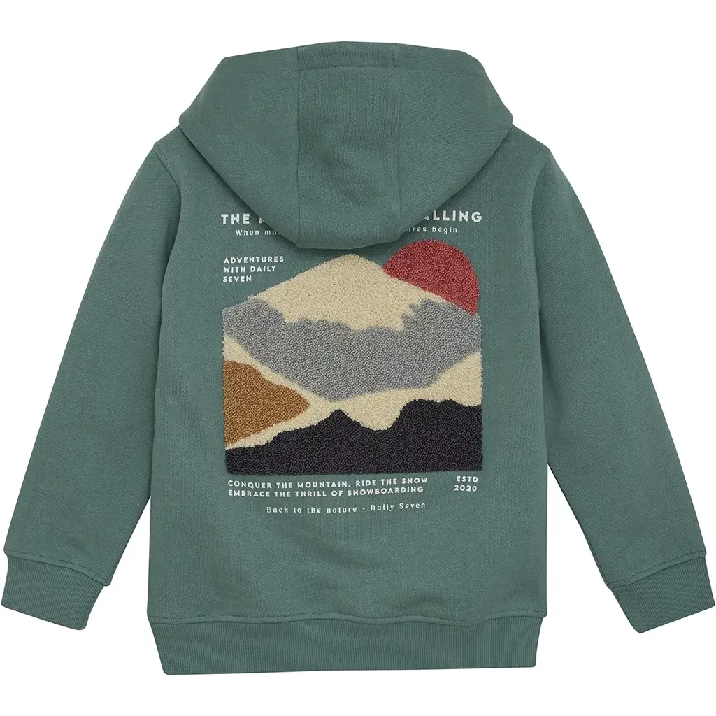 Trui hoodie backprint (blue spruce)