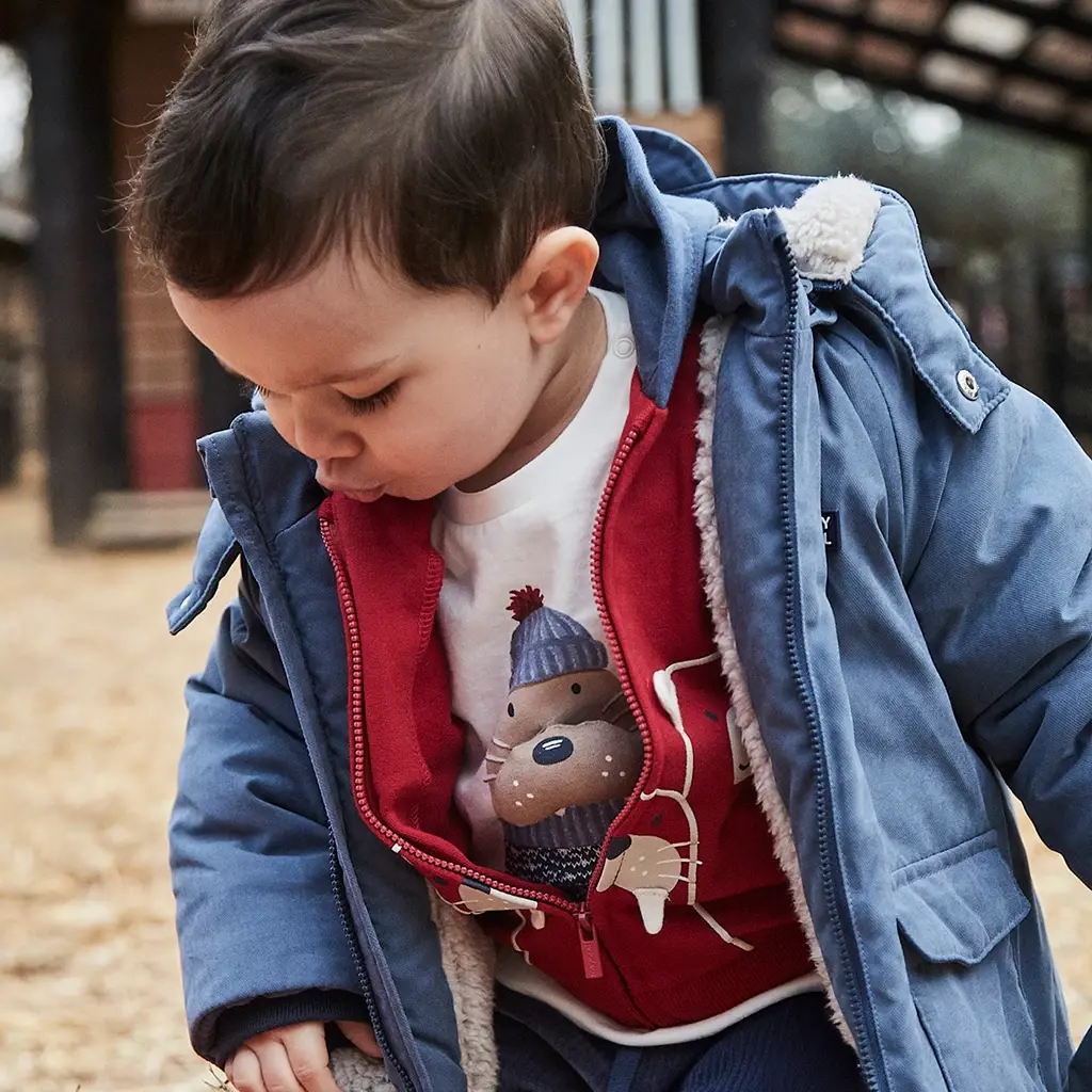 Winterjas parka met wanten (blue whale)