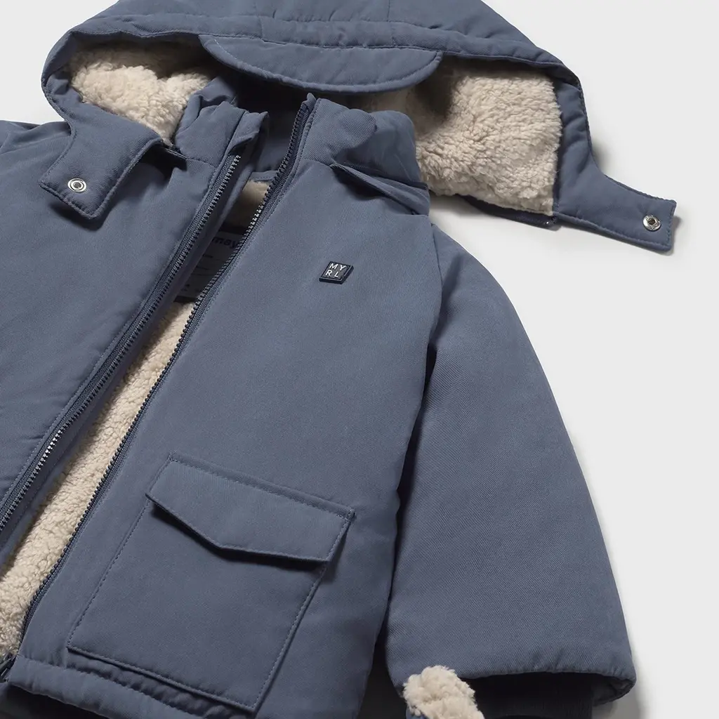 Winterjas parka met wanten (blue whale)