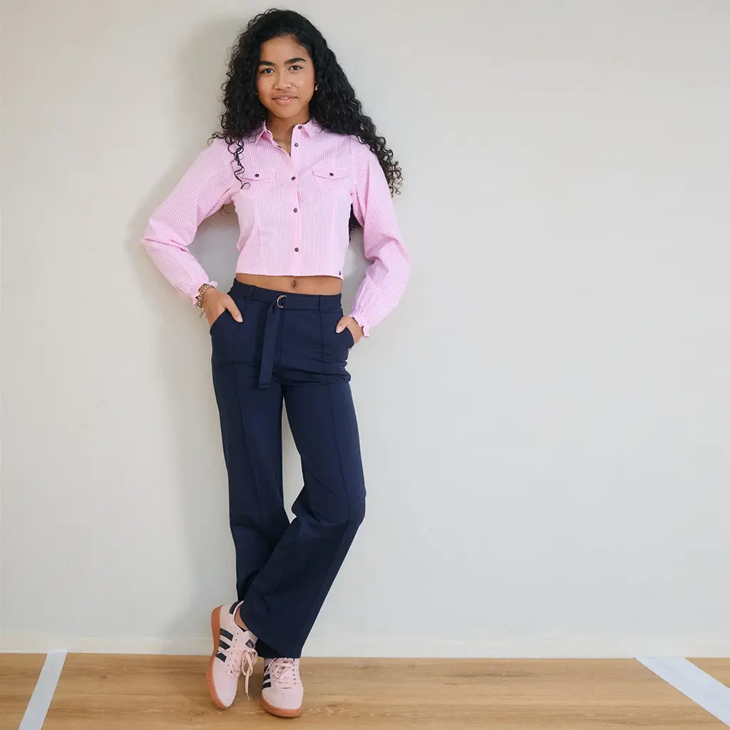 Broek met riempje Salet interlock (navy blazer)