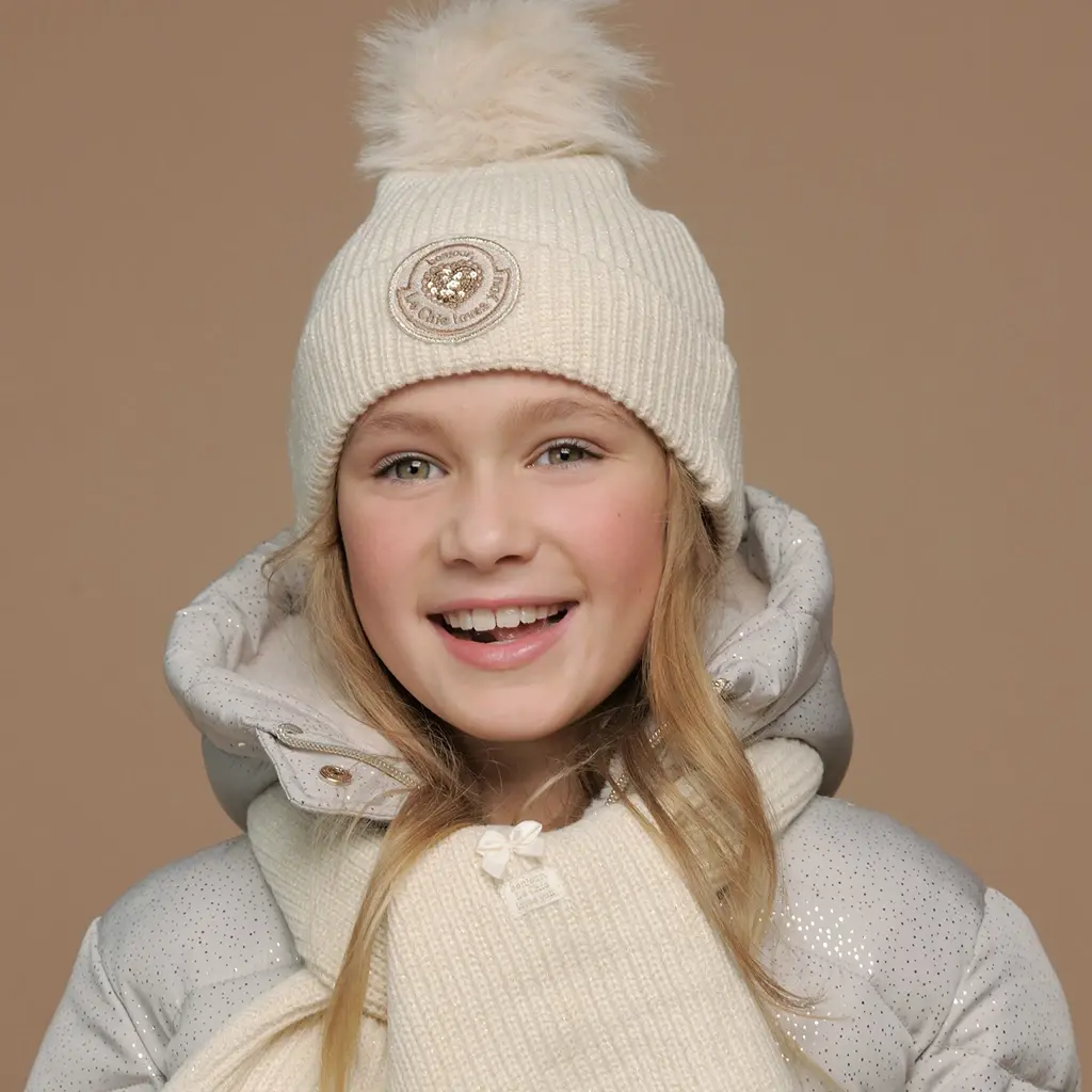 Set muts Rosa & sjaal Reya (warm winter white)