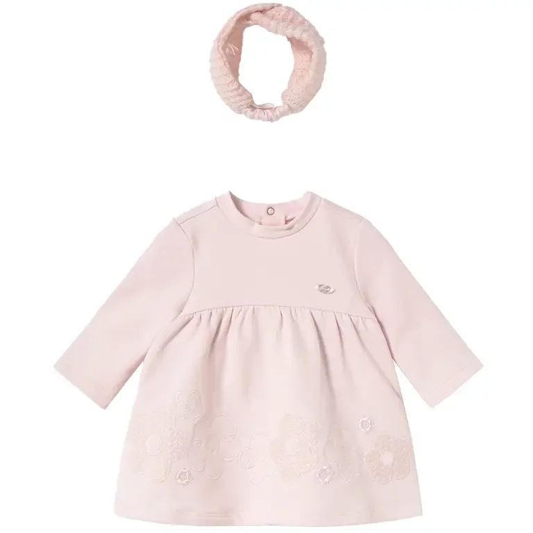 Jurkje met haarbandje (baby rose)