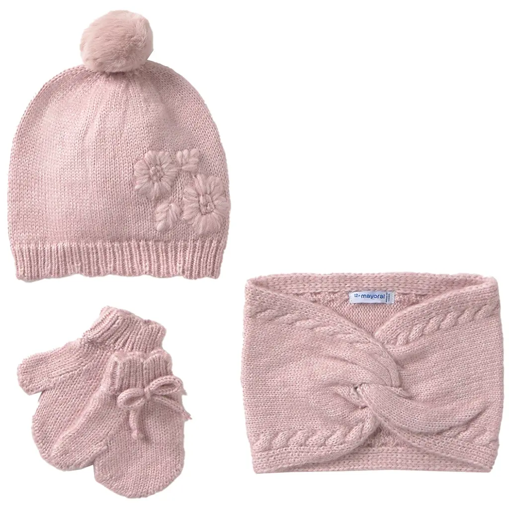 Set muts, sjaaltje en wanten (crystal)