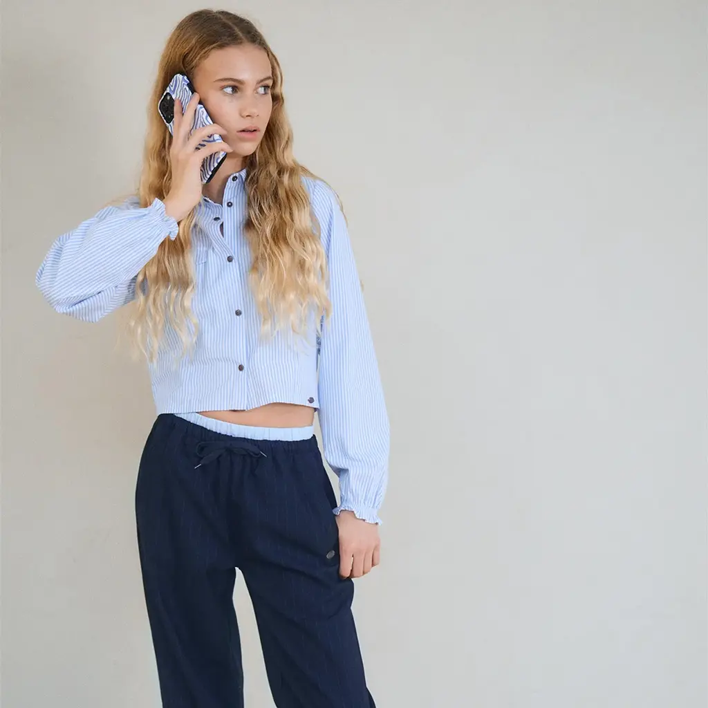 Broek Sub pinstripe wide fit (navy blazer)