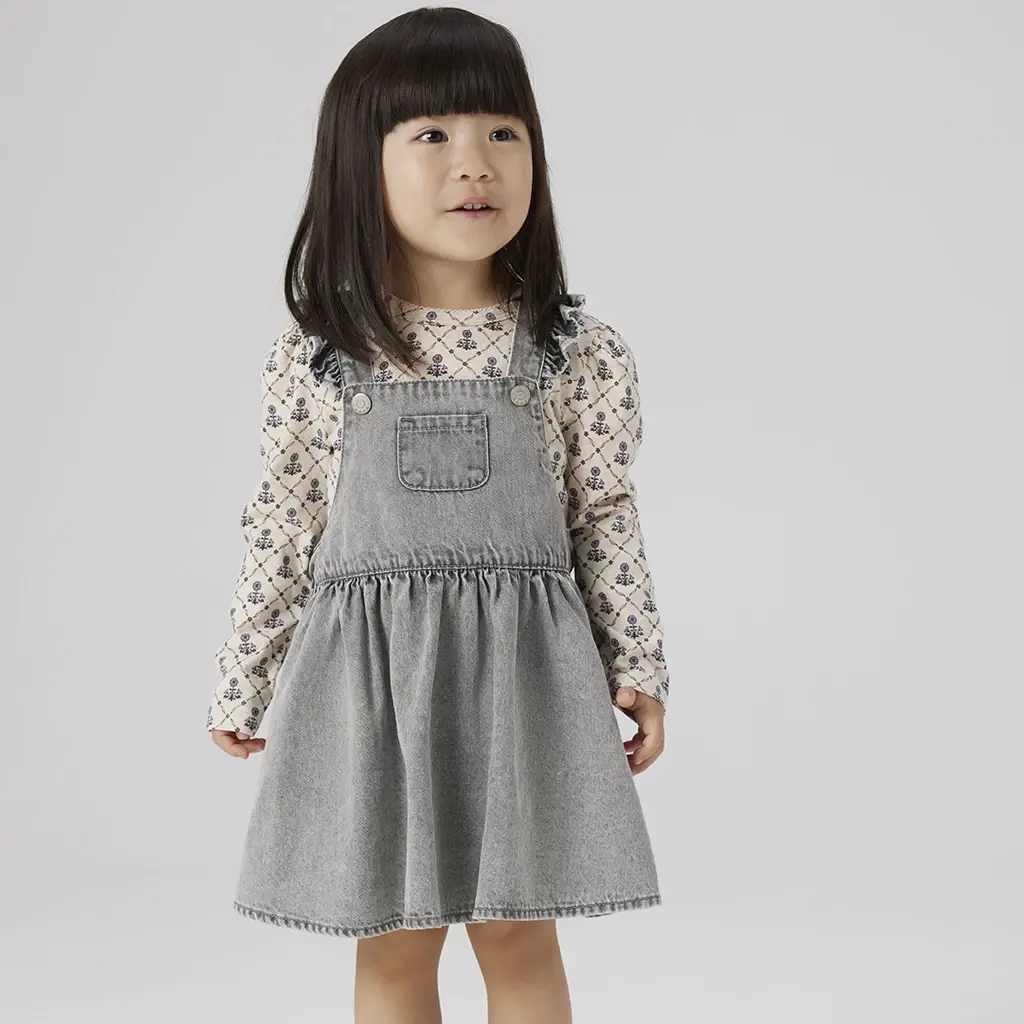 Spijkerjurkje salopette Alli (light grey denim)