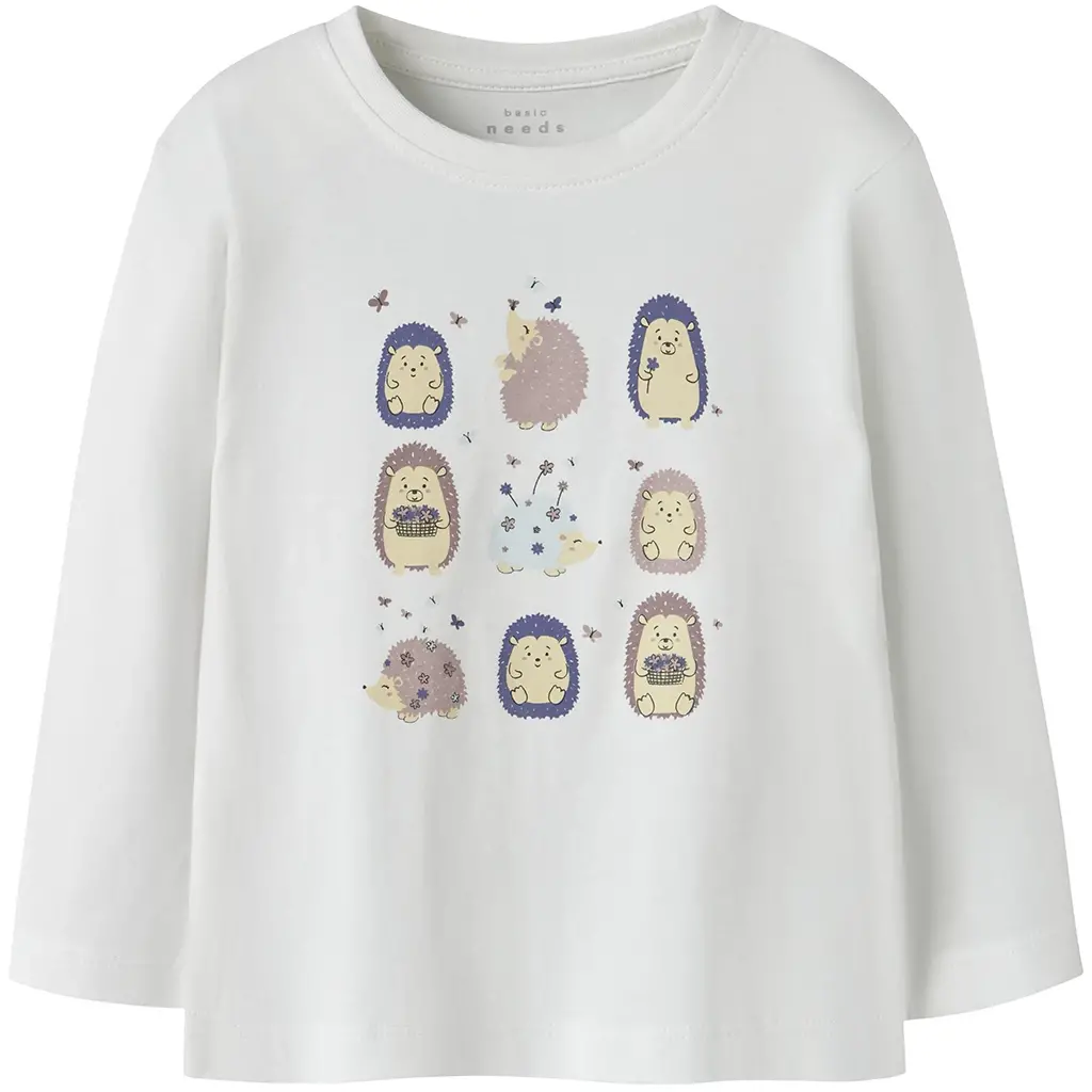 Longsleeve Veen (bright white hedgehogs)