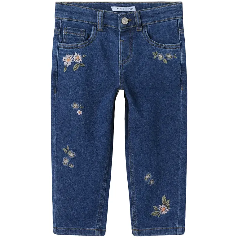 Jeans MOM FIT Bella (dark blue denim flower)