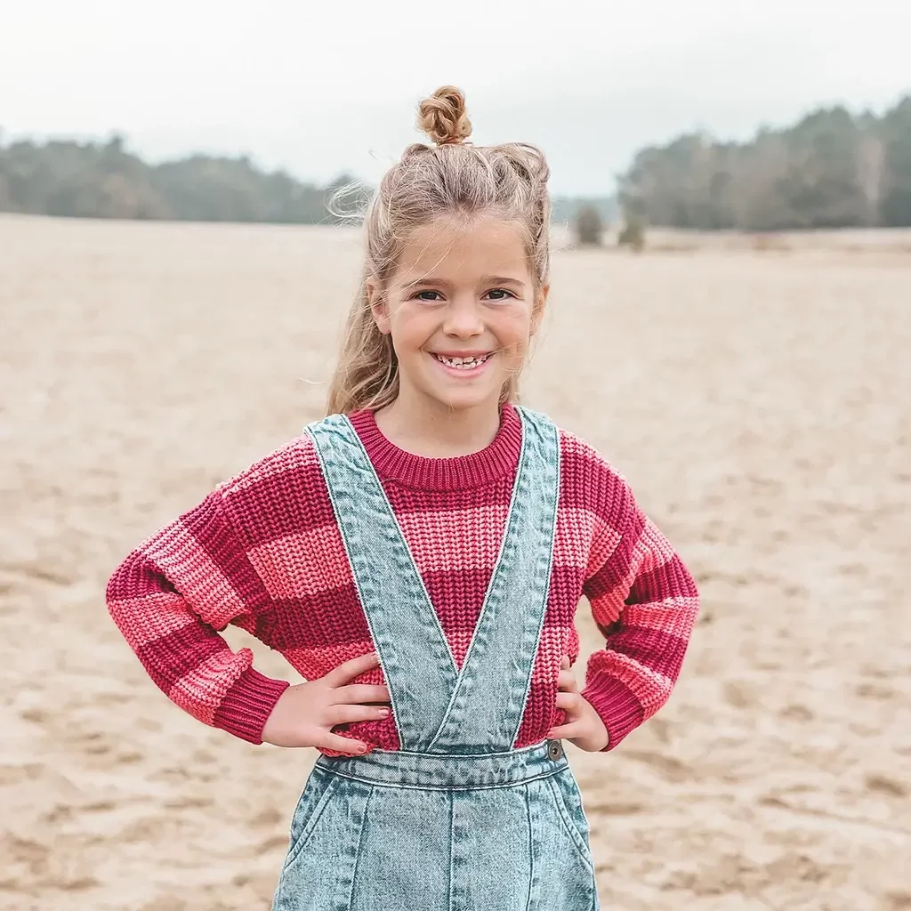 Gebreide trui stripes (desert rose)