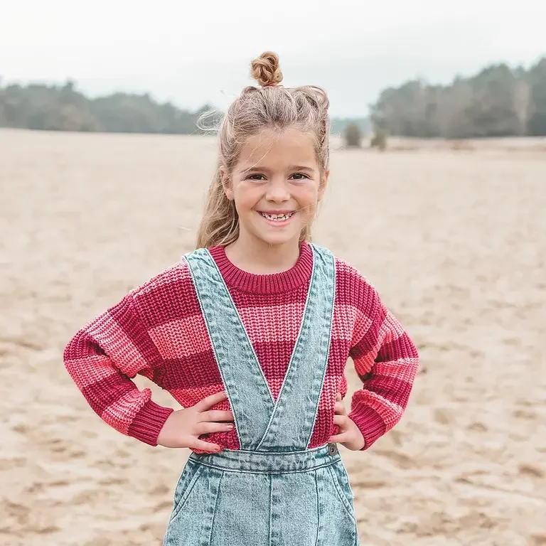 Gebreide trui stripes (desert rose)