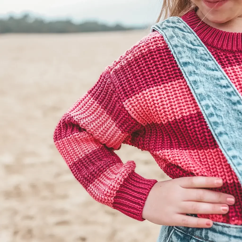 Gebreide trui stripes (desert rose)