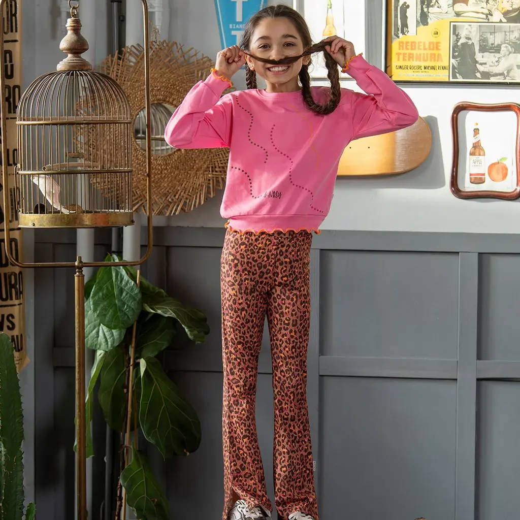 Broek Phoebe flared (leopard texas)