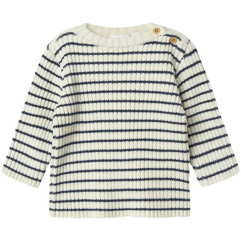 Gebreid truitje Ostripe (insignia blue/cloud dancer)