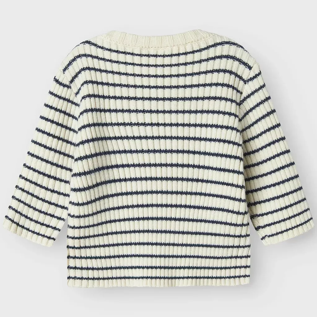 Gebreid truitje Ostripe (insignia blue/cloud dancer)