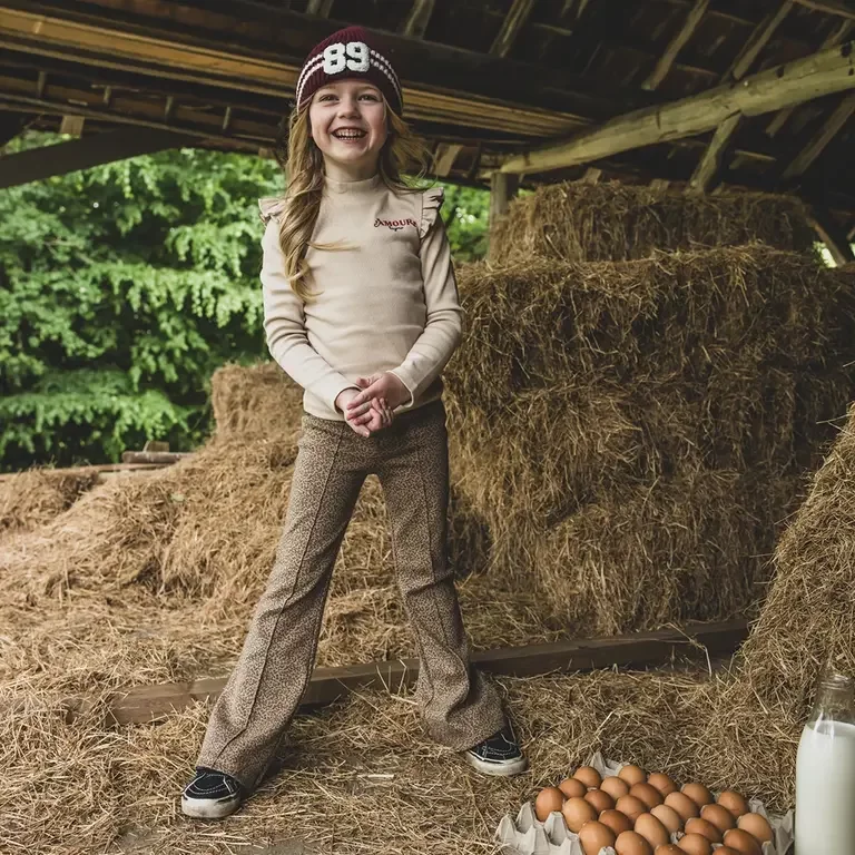 Broek flared rib (mini leopard)