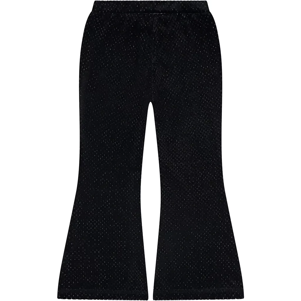 Broek flared velvet glitter (blackboard)