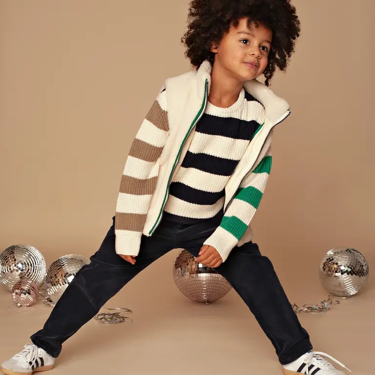 Gebreide trui stripes (bone)