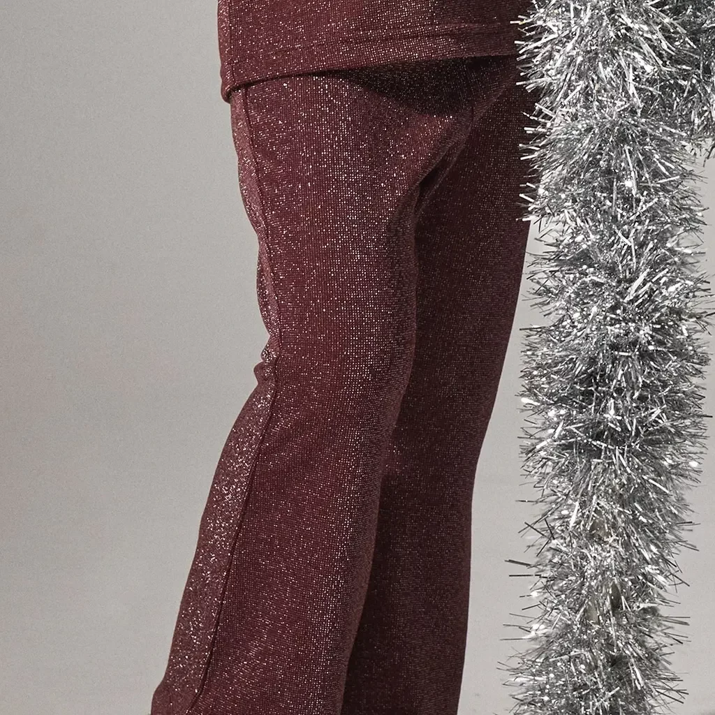 Broek glitter BOOTCUT Roisin (burgundy)