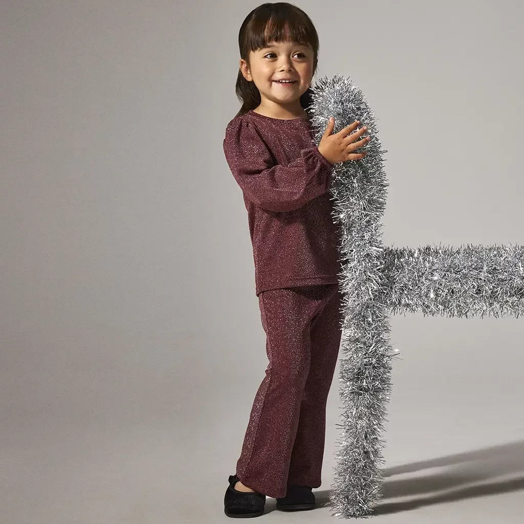 Broek glitter BOOTCUT Roisin (burgundy)