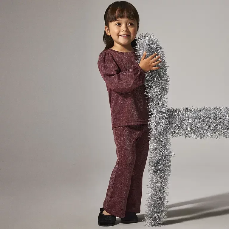 Broek glitter BOOTCUT Roisin (burgundy)