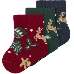 KERST drie paar sokjes Vismas (jester red/navy blazer/botanical garden)