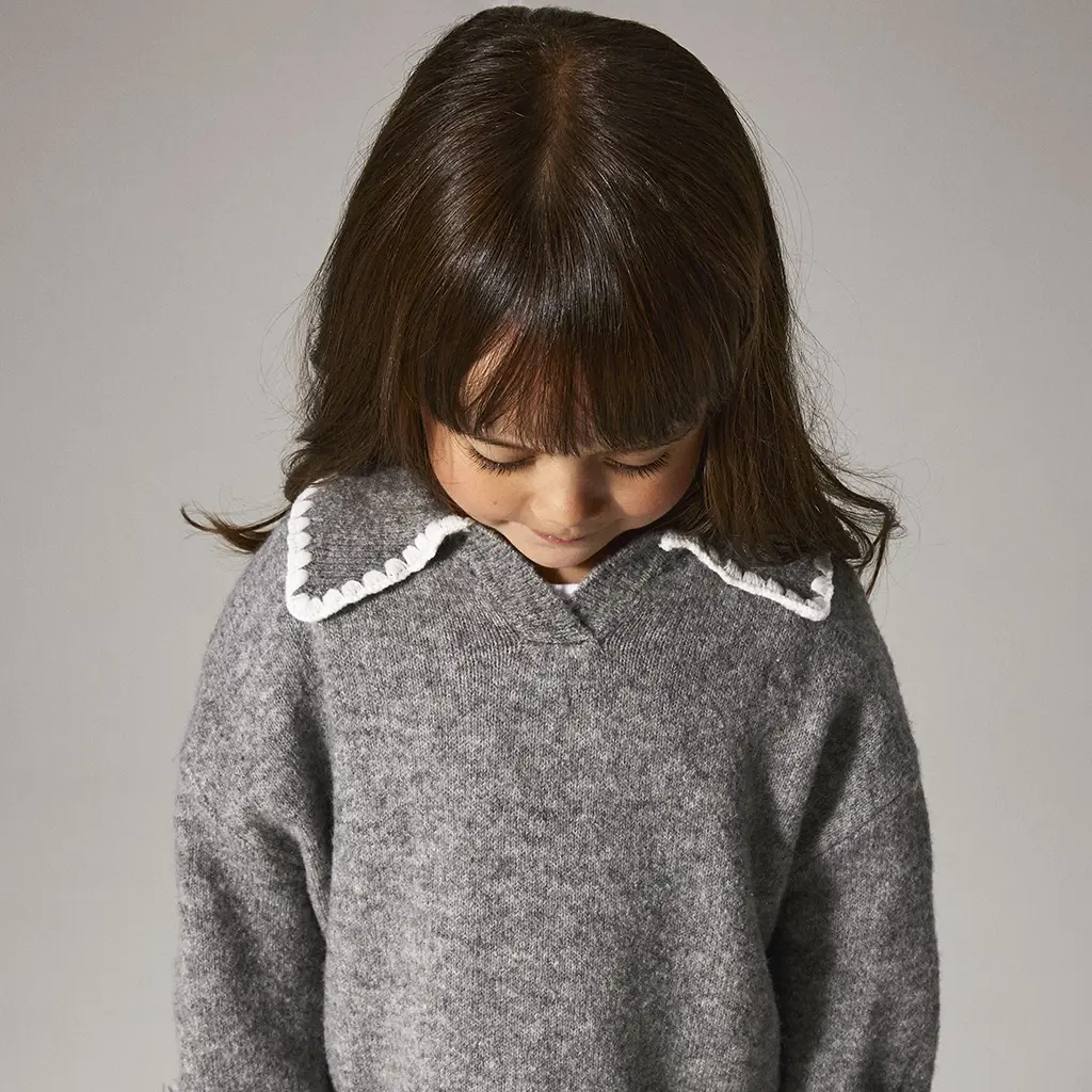 Gebreide trui polo Riksa (grey melange)