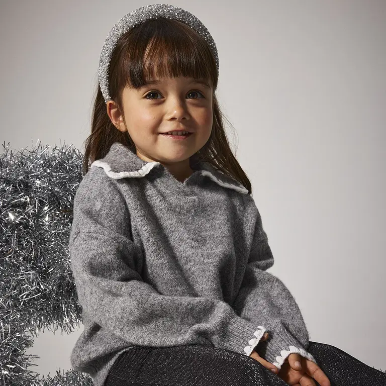 Gebreide trui polo Riksa (grey melange)