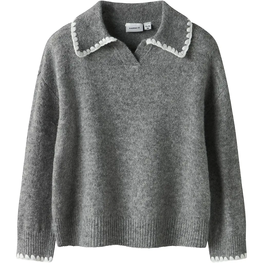 Gebreide trui polo Riksa (grey melange)
