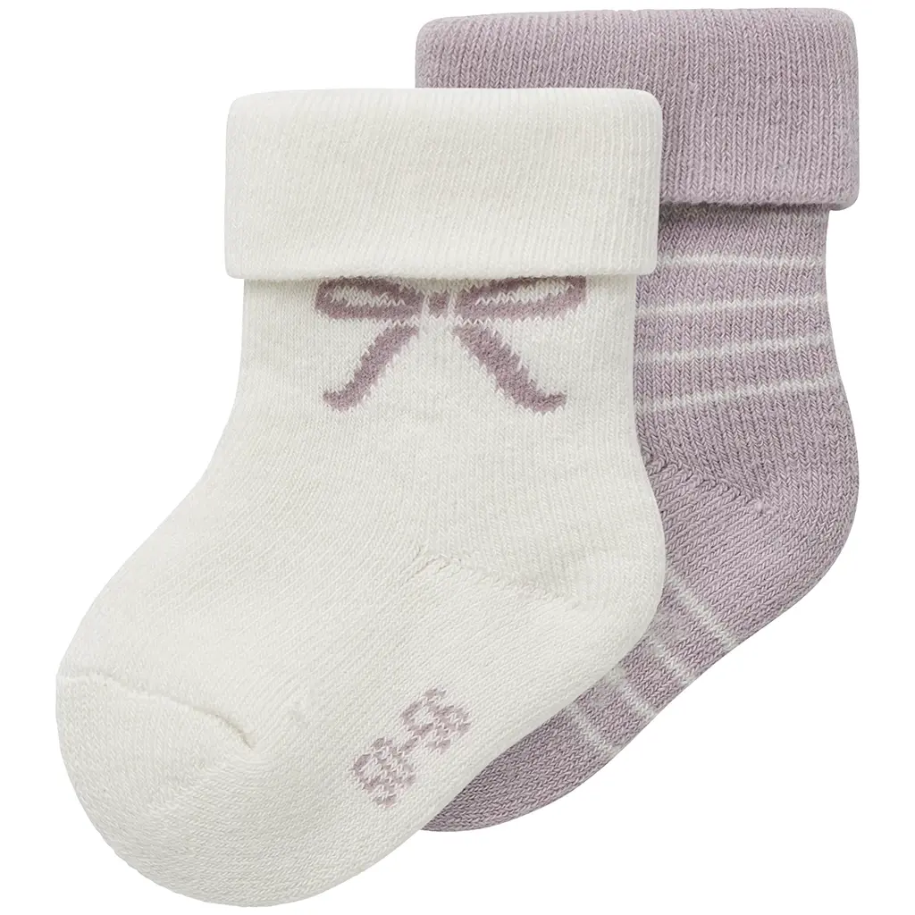 Twee paar baby sokjes Rifia (keepsake lilac/cloud dancer)