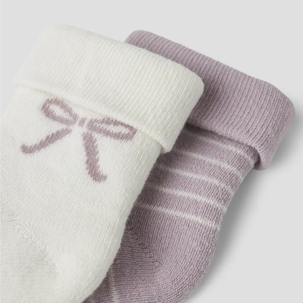 Twee paar baby sokjes Rifia (keepsake lilac/cloud dancer)