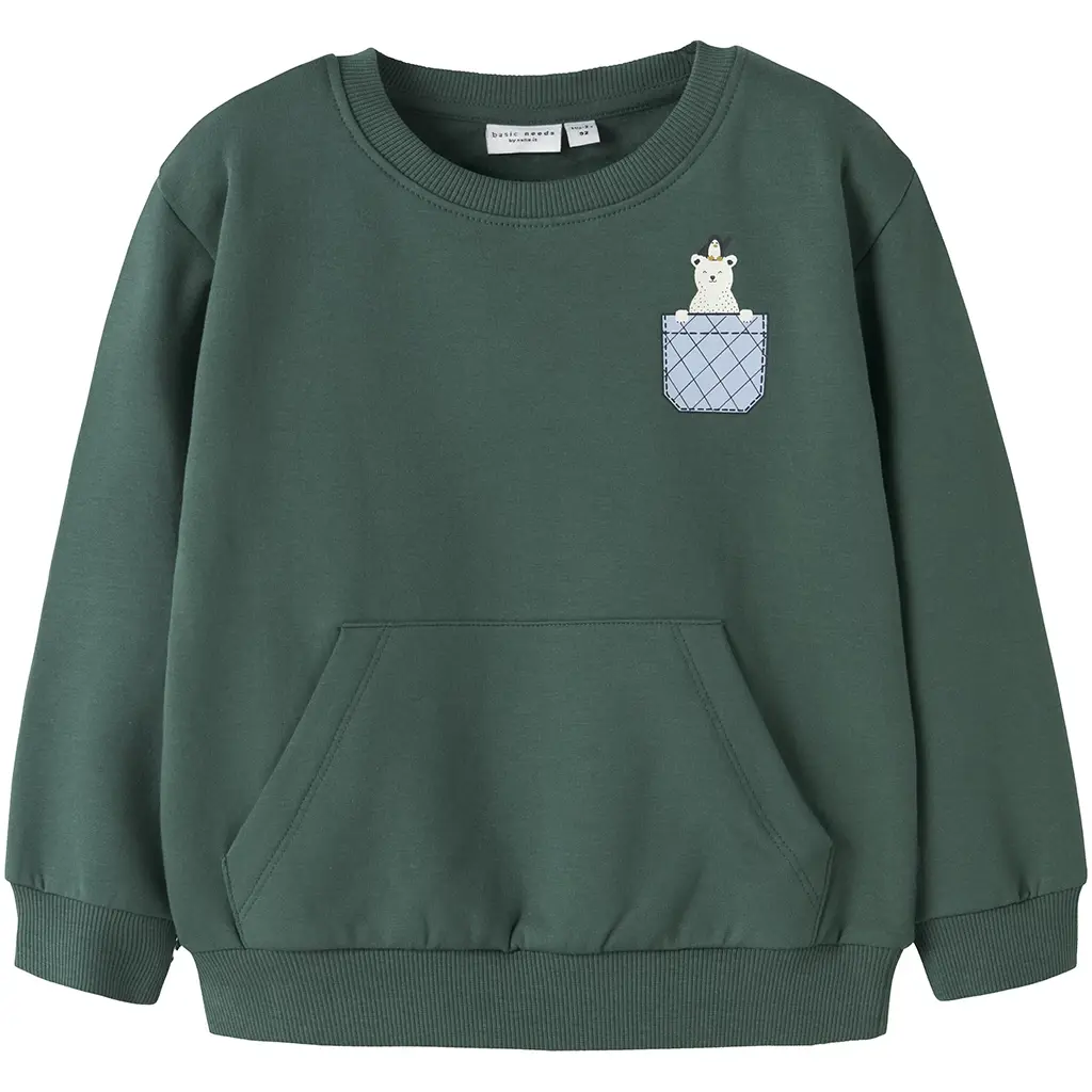Trui sweat Vugo (bistro green pocket bear)