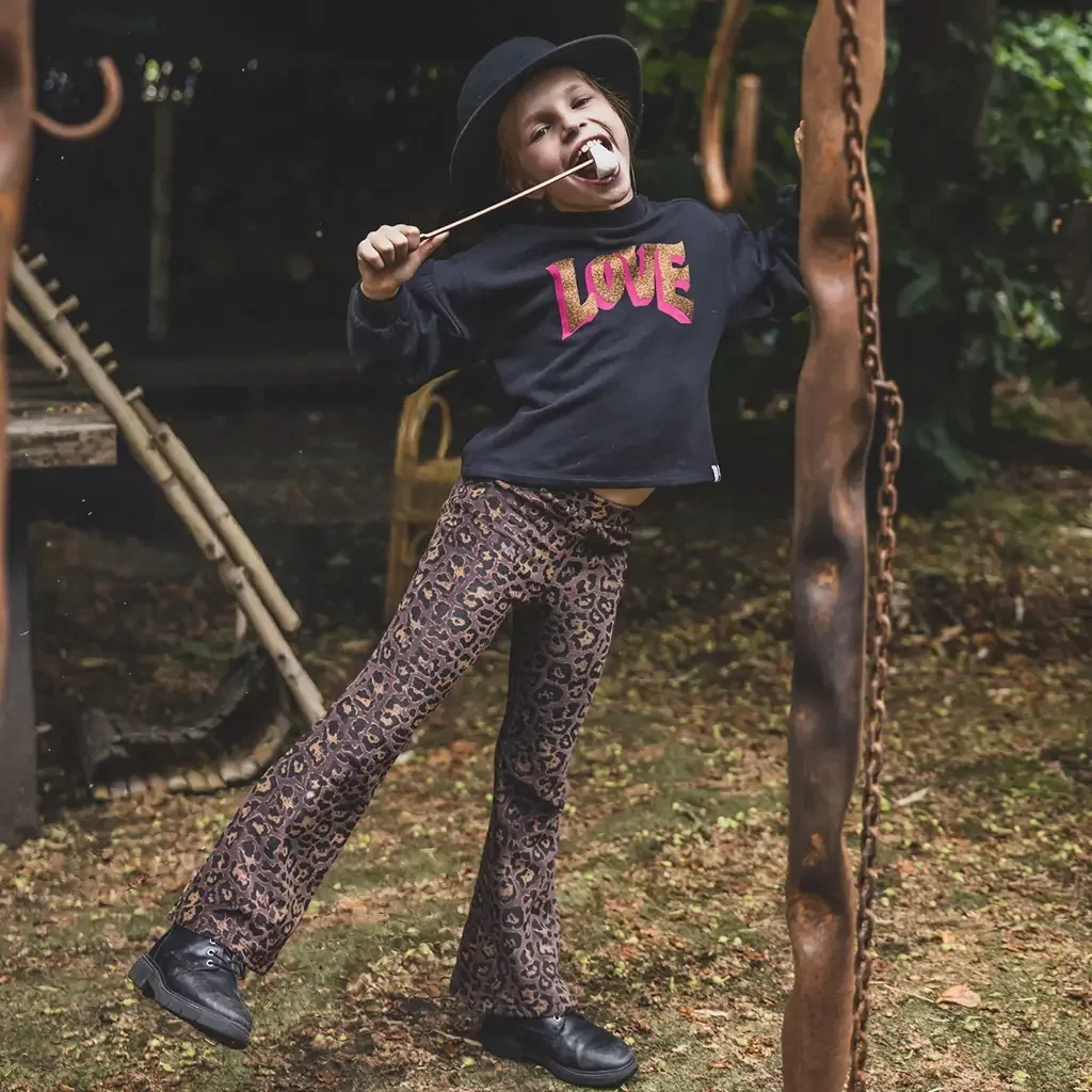 Broek flared velvet (velvet leopard)