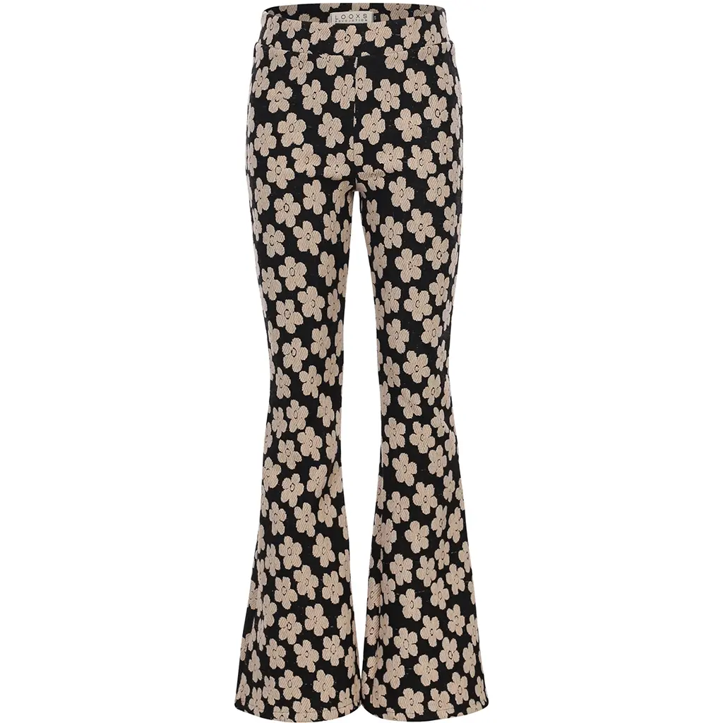 Broek flared (flowerfield black)