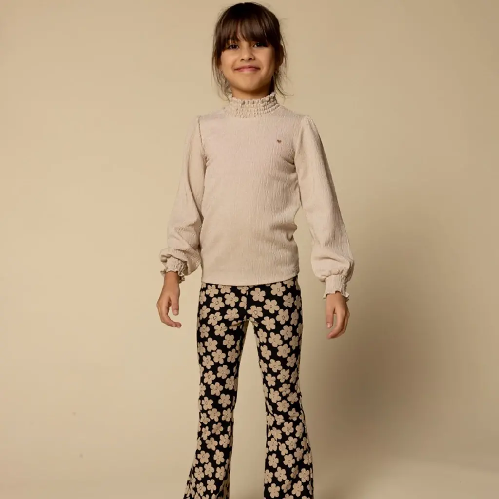 Broek flared (flowerfield black)